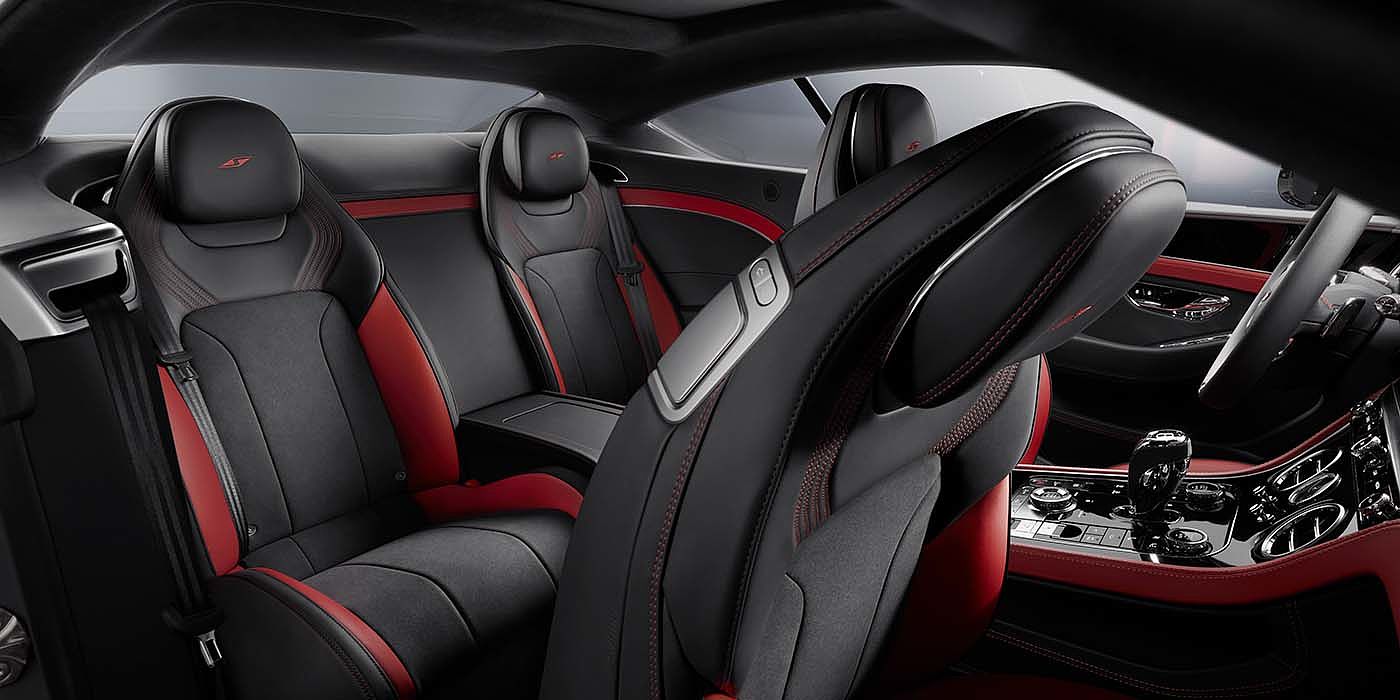 Bentley Riyadh Bentley Continental GT S coupe in Beluga black and Hotspur red hide with S emblem stitching