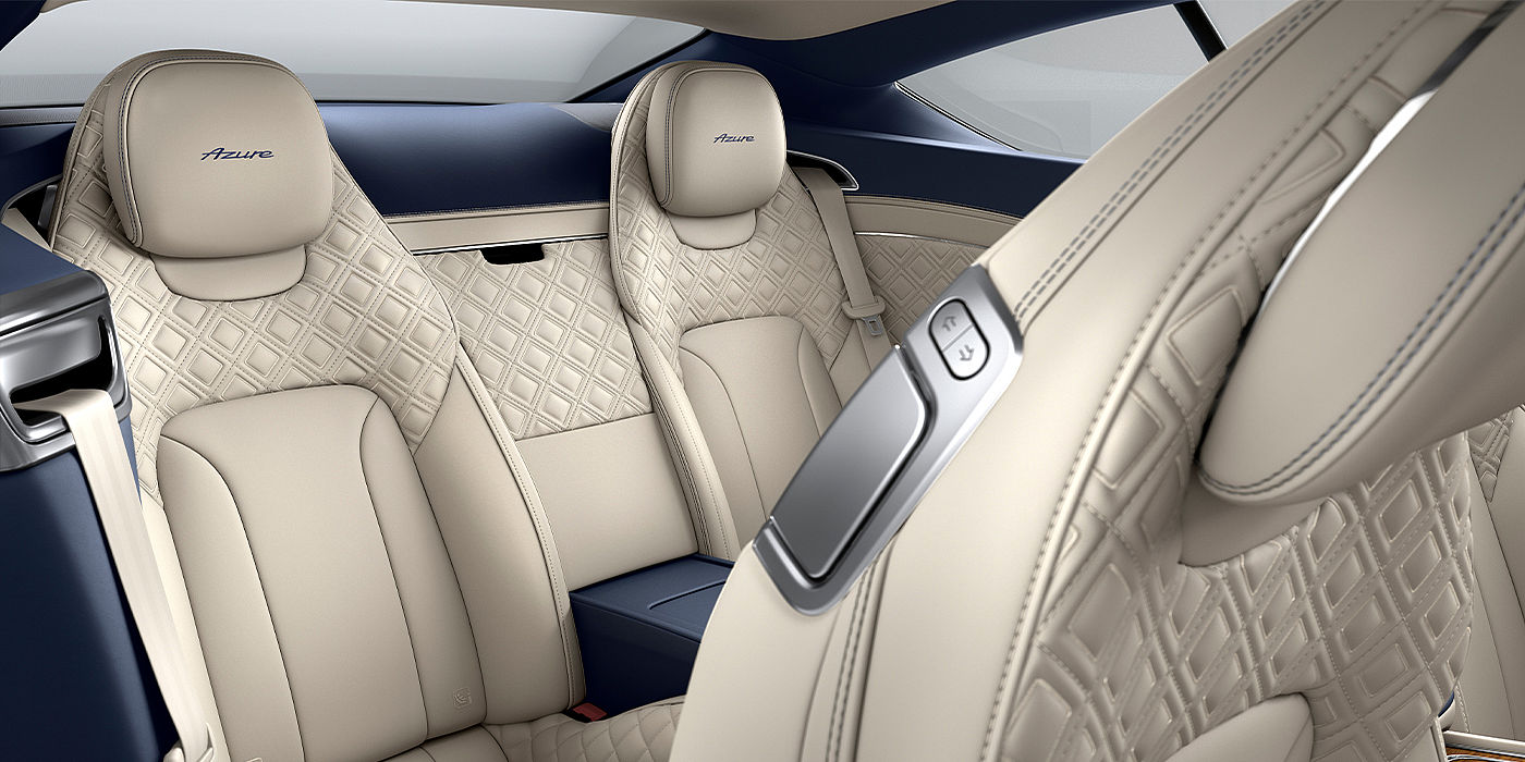 Bentley Riyadh Bentley Continental GT Azure coupe rear interior in Imperial Blue and Linen hide