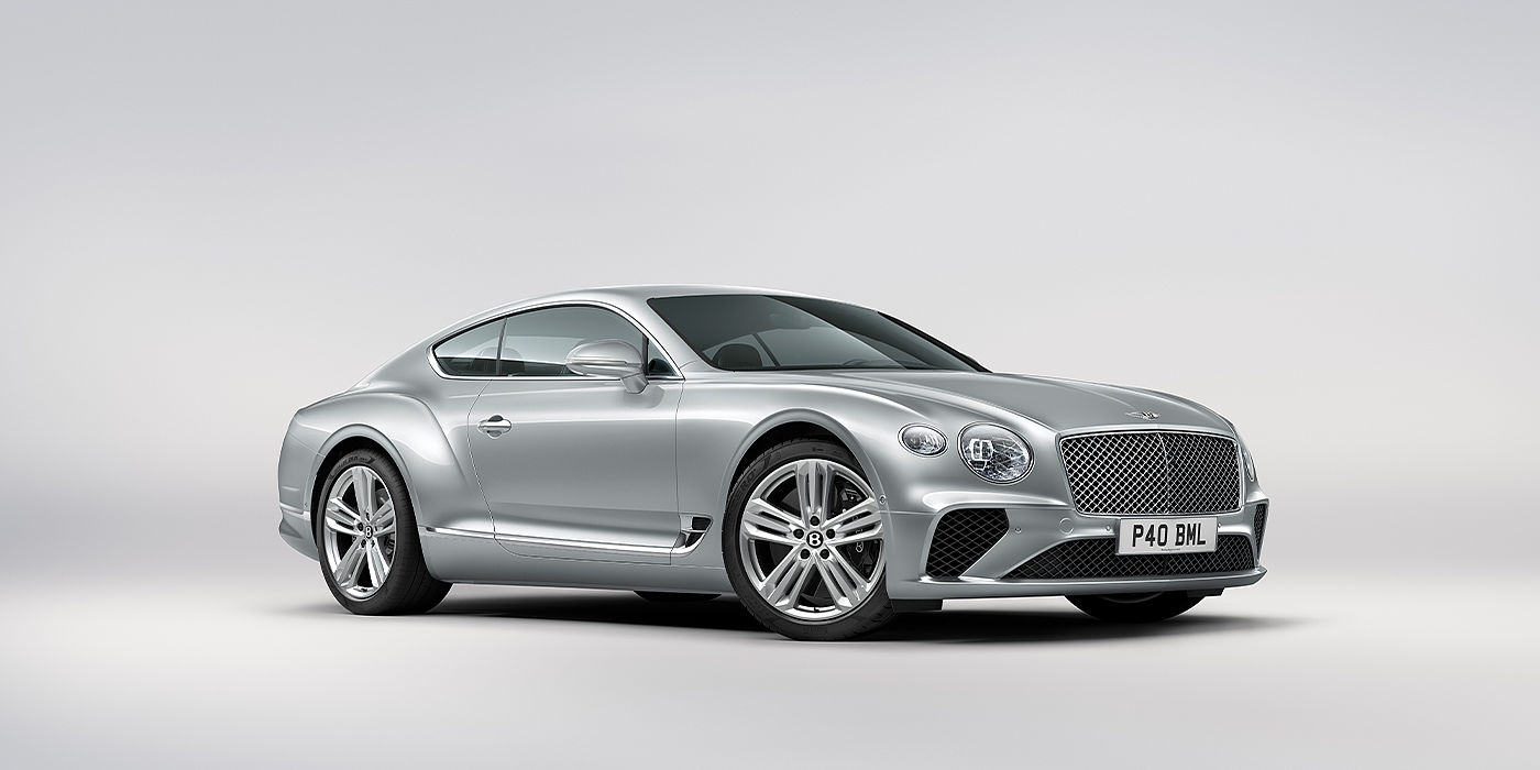 Bentley Riyadh Bentley Continental GT coupe in Moonbeam paint front 34